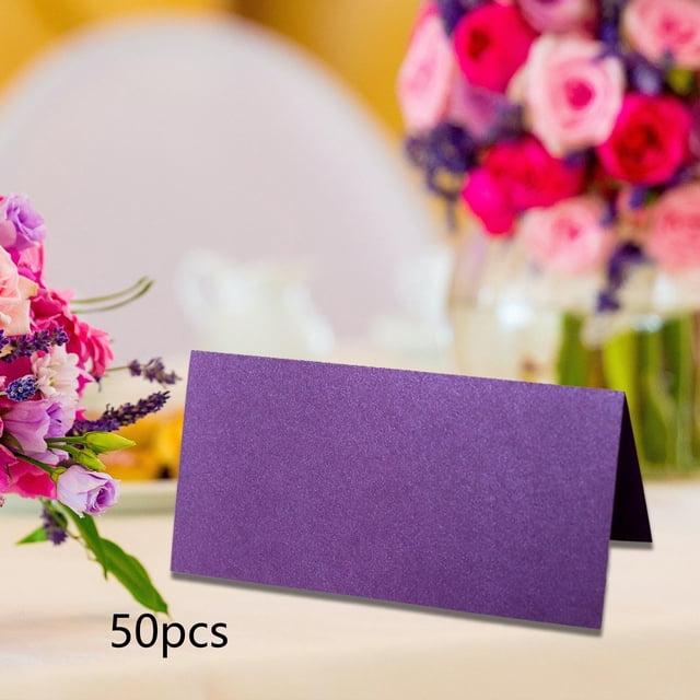 50 Uds. de tarjetas de lugar de papel, tarjetas de felicitación en blanco, tarjetas de lugar de asiento, tarjetas de mesa de Buffet, etiquetas para Violeta Colco tarjeta del lugar