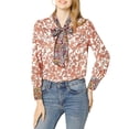 thumbnail image 2 of Blusa Vintage Con Lazo De Color En Contraste Floral Bohemio Para Mujer Allegra K Naranja M, 2 of 6
