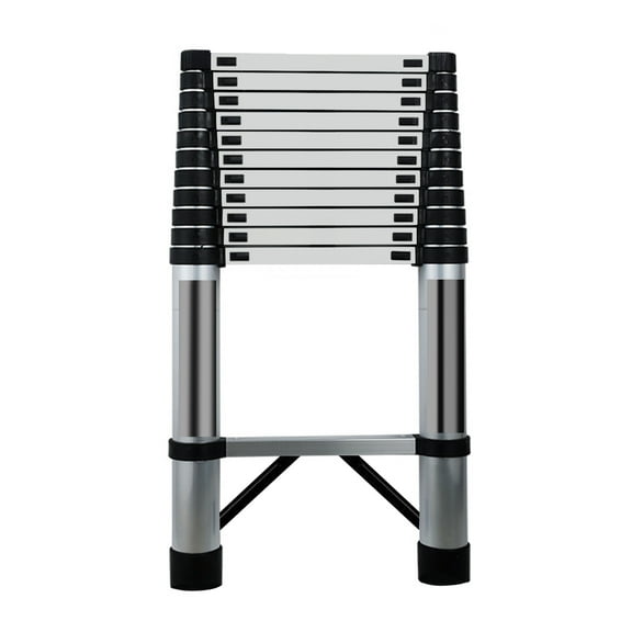 Birinta Telescoping Ladder, Multi-Purpose A-Frame Telescoping Extension Aluminum Ladder with Wheels 330lb Capacity, stainless steel for Home or RV Outdoor Work