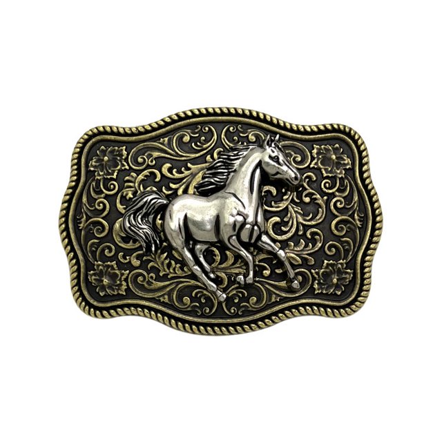 Hebilla de cinturón vintage de aleación de caballo, estilo vaquero occidental