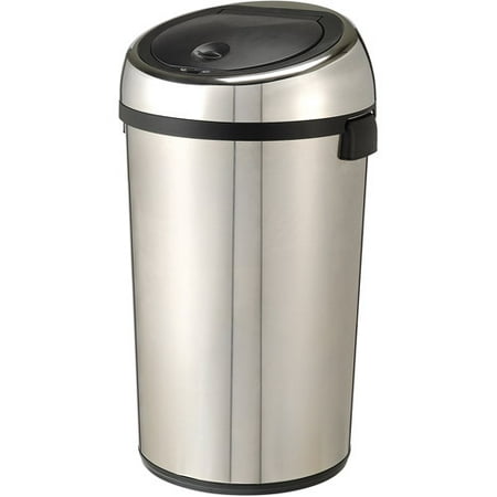 Nine Stars Round Sensored 21.1-gal Trash Can with Bonus AC Adapter, Stainless Steel