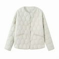 thumbnail image 2 of Casual Quilted Jacket for Women 2025 Long Sleeve Lightweight Snap Button Round Neck Jackets with Pockets Outerwear, 2 of 3