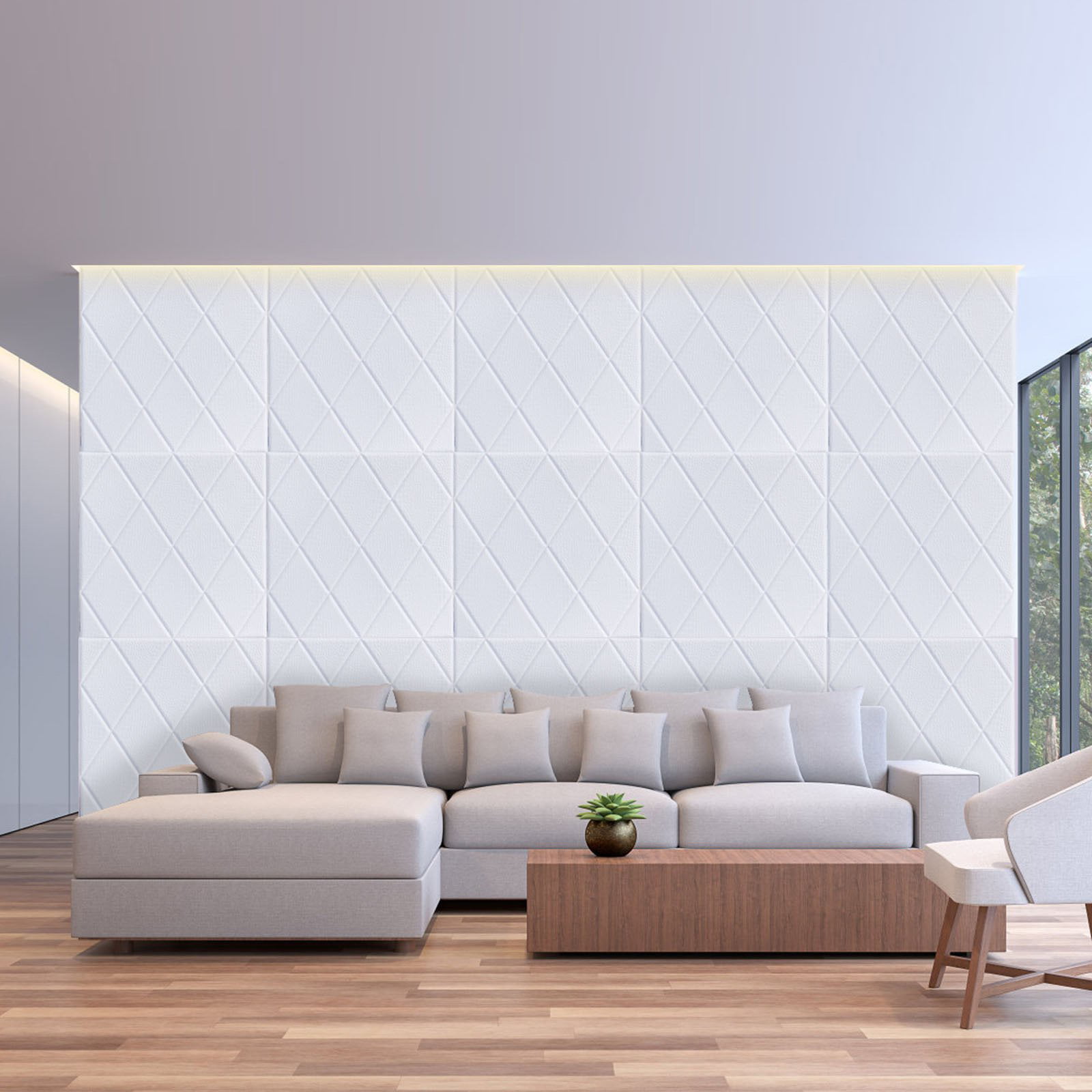 VEVOR 13 Pcs 3D Wall Panels Wall Decor 500 x 500mm Art Plastic Kitchen SILVER
