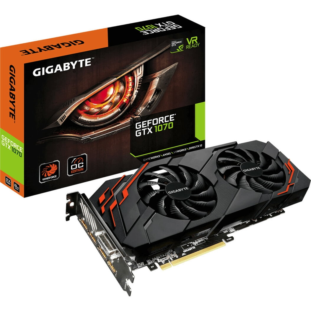 Gigabyte GeForce GTX 1070 WINDFORCE OC (rev. 2.0) - Graphics card - GF GTX 1070 - 8 GB GDDR5 - PCIe 3.0 x16 - DVI, HDMI, 3 x DisplayPort