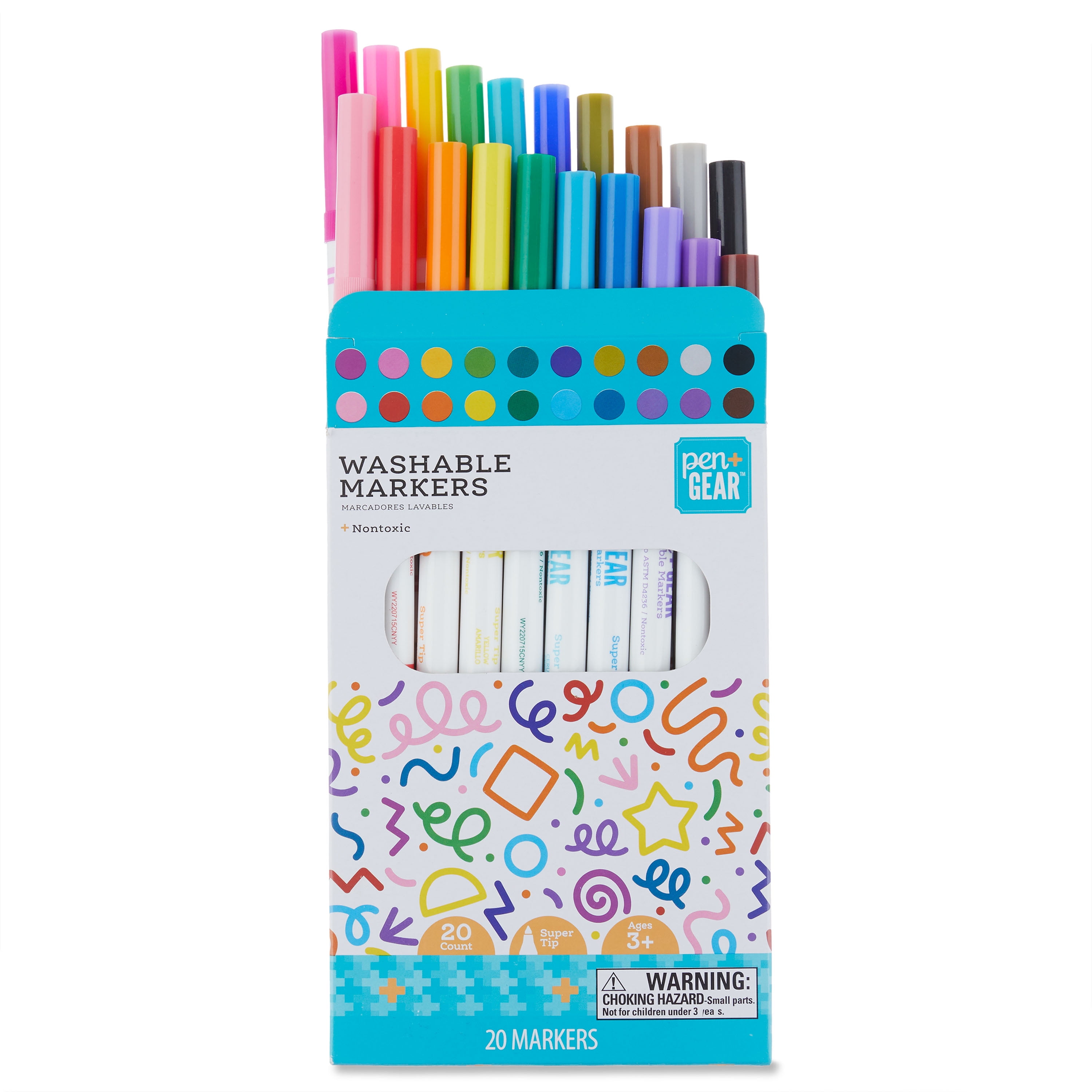 Pen + Gear 20-Count Super Tip Washable Markers, Back to School