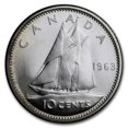 thumbnail image 2 of 1963 Canada Silver Dimes 50-Coin Roll BU, 2 of 3