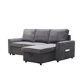 thumbnail image 2 of Mgea Modern Modular L-Shaped Sofa Bed with Chaise Longue, Reversible Sofa Bed with Pull-Out Bed and Storage, 4-Seat Linen Fabric Convertible Sofa for Living Room Dark Grey Gray, 2 of 9