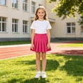 thumbnail image 3 of Fozruso School Uniform Pleated Skirt For Girls, Summer A Line Skirt Tennis Skirts with Elastic Waist(Red), 3 of 6