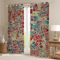 thumbnail image 2 of Homewish Abstract Boho Geometric Curtains Pack of 2 (42x84 Each),Vintage Bohemain Curtains Blackout,Colorful Patchwork Plaid Bedroom Curtains For Kids,Ultra Soft Home Decor, 2 of 6