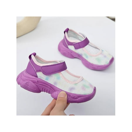 

Sanviglor Kids Athletic Shoes Mesh Sport Shoe Color Block Sneakers Jogging Lightweight Breathable Trainers Casual Magic Tape Sneaker Purple 1Y