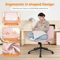 thumbnail image 4 of PRZL Criss Cross Chair with Wheels & Pads Home Office Cross Legged Chairs Ergonomic Computer Desk Task Wide Seat for Bedroom Vanity Comfy Swivel (Pink), 4 of 12