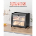 thumbnail image 2 of KFFKFF Double-Layer Bamboo Bread Box for Kitchen Counter, Spacious Wooden Bread Storage Container with Acrylic Wavy Door, Farmhouse-Style Bread Holder for Homemade Baked Goods, Black, 2 of 10