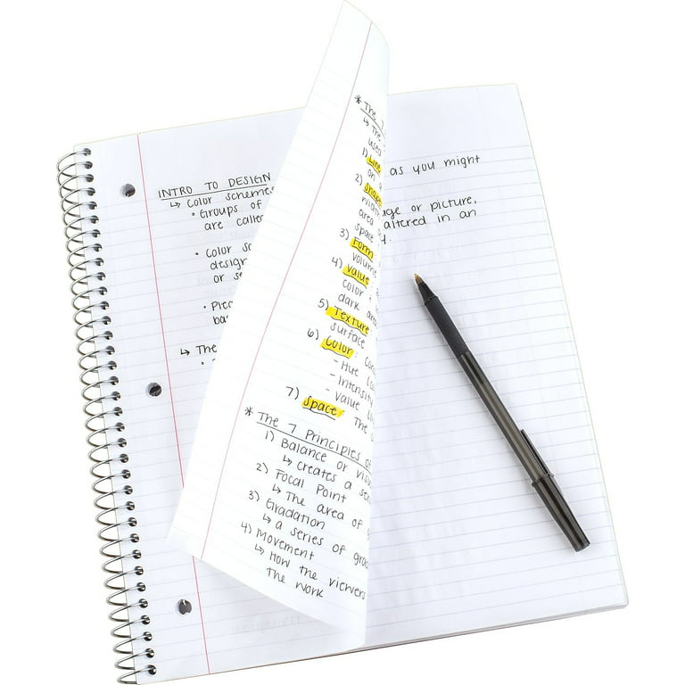 Five Star Spiral Notebook, 1 Subject, Wide Ruled Paper, 100 Sheets, 10-1/2  x 8, Color Selected For You (05238)