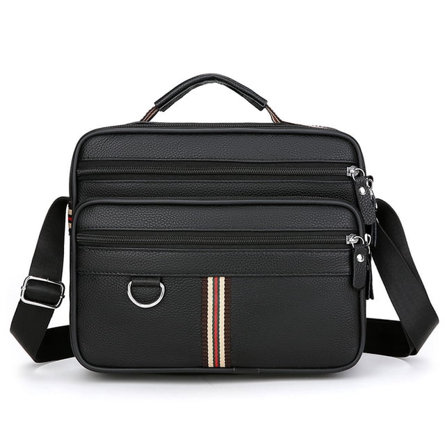 Bandolera compacta de piel sintética para hombre, 24 x 9 x 19 cm