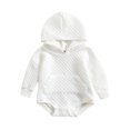 thumbnail image 1 of Gibobby Pañalero de algodón con capucha sólido de manga larga para niños y niñas con bolsillo para recién nacidos(Blanco, 9-12 Meses), 1 of 5
