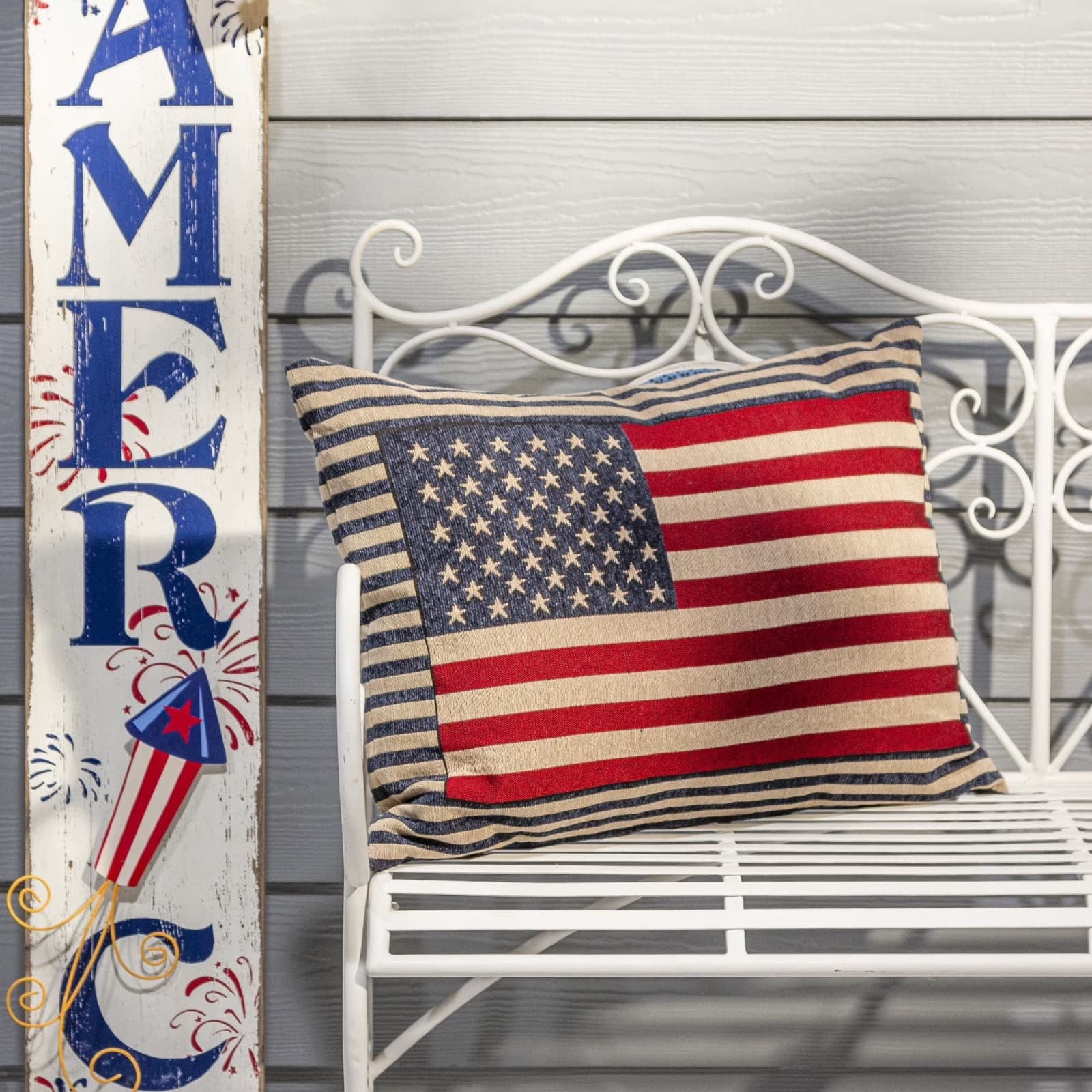 Patriotic Throw Pillow for Sleep, Contoured Foam Neck Support, Breathable Soft Case, Removable Washable Cover, Independence Day Decor, 1 Pack