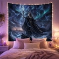 thumbnail image 2 of Silver-Haired Sorceress on Stormy Shore under Teal Aurora, Mystical Fantasy for Magic Fans, Coastal Wall Art, Housewarming Gift, Tapestry Wall Hanging for Bedroom and Studio, 2 of 7