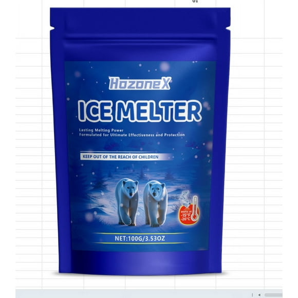 Ice Melt Safer for Concrete, Industrial Snow & Ice Remover Crystals, Fast-Acting Sidewalk Driveway Patio De-Icer Effective to -15 °F, Winter Safety Salt for Home & , A Bag of Snow Melting Agent