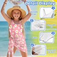 thumbnail image 6 of Jiueut Pink Daisy Floral Print Girls Swimsuit with Adjustable Straps One Piece Bathing Suit with Mesh Cover Ups Swimwear 7-18Y, 6 of 7