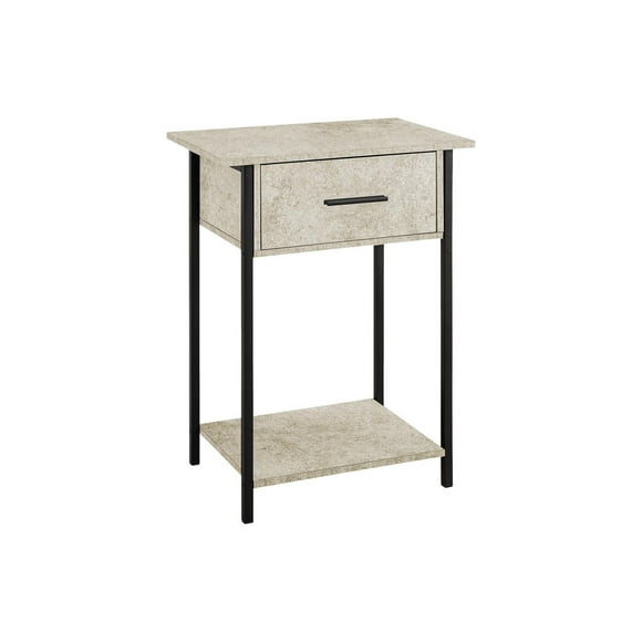 Monarch Specialties Accent Table, 2 Tier, End, Lamp, Living Room, Side Table, Storage Drawer, Small, Dark Bronze Laminate, Black Metal, Contemporary