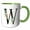 Green/White, variant on 3drose, Chic Black Monogram Initial W with Pretty Pink Flowers, 11oz Two-tone Yellow Mug