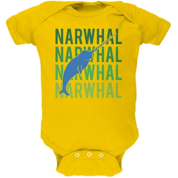 Narwhal Stacked Repeat Soft Baby One Piece Yellow 3 Month