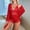 Red, variant on SDNall Womens 3-Piece Pajama Set, V-Neck Lace Trim Cami Shorts for Summer Sleep
