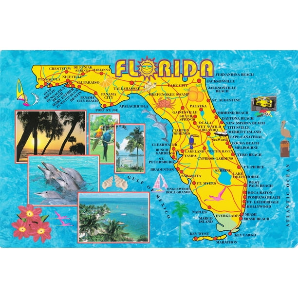 Detailed Map Of Florida Large Detailed Tourist Map Of Florida State-20 Inch By 30 Inch Laminated  Poster With Bright Colors And Vivid Imagery-Fits Perfectly In Many  Attractive Frames - Walmart.com