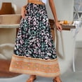 thumbnail image 2 of Arlun Summer Bohe A-Line Long Skirts for Women Loose Cozy Lightweight Flowy Floral Maxi Skirt 2026 Beach Vacation Stylish Bottoms Smocked Elastic High Waist Casual Skirt 5-Black XL, 2 of 5