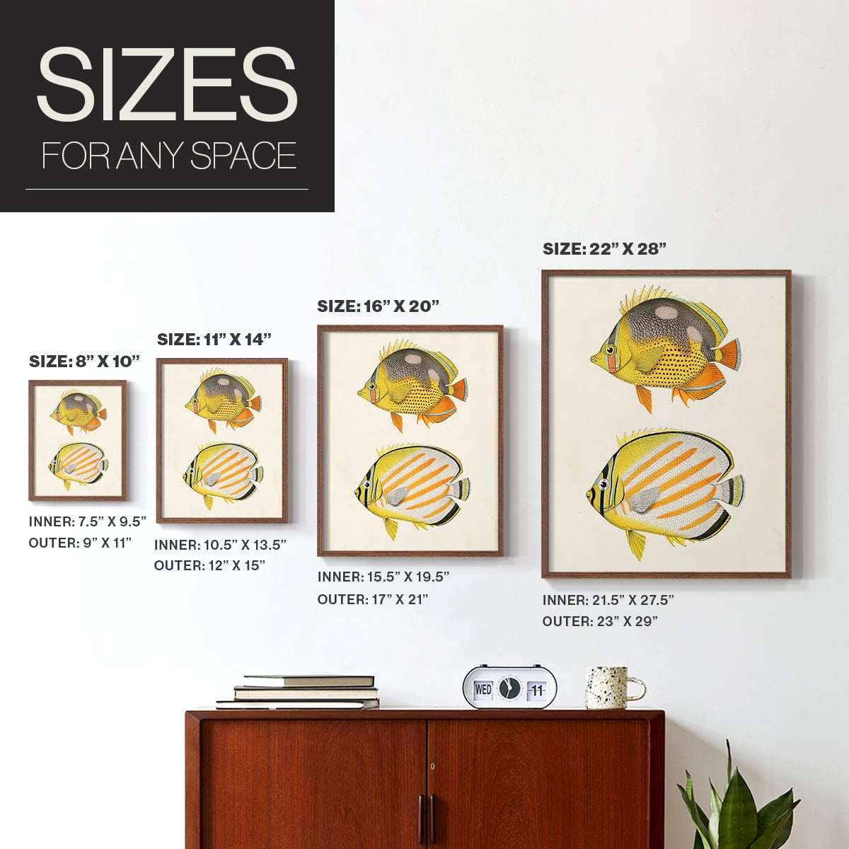 Yellow & Grey Fish IV Framed Print - Solid Wood in Single Picture Frame Solid Wood 2 Framed Print