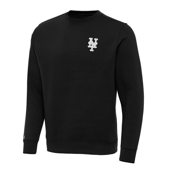 Men's Antigua Black New York Mets Big & Tall Victory Pullover Sweatshirt