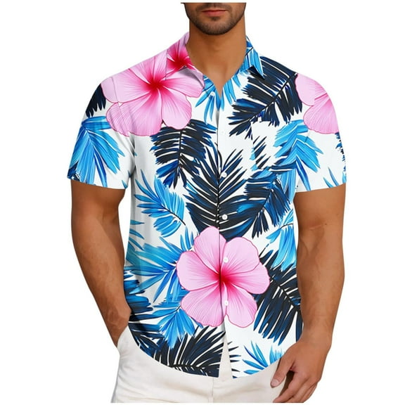 Retro Hawaiian Shirts for Men Short Sleeve Casual Button Down Shirt Tropical Summer Beach Vacation Shirt Cruise Clothes
