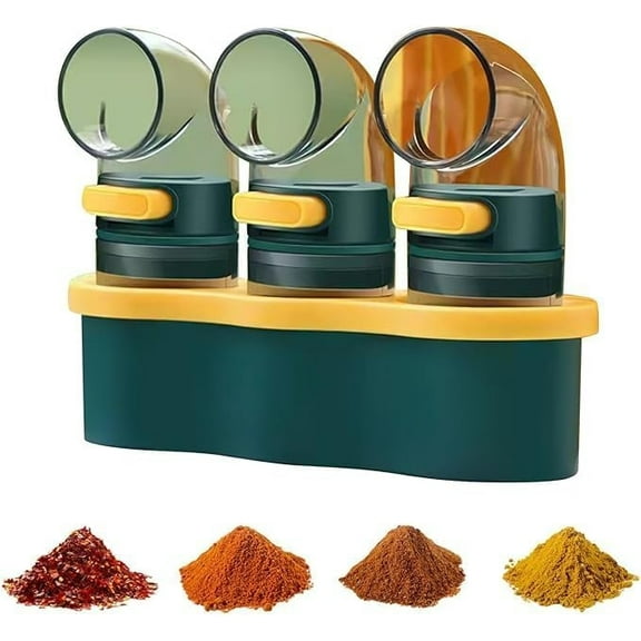 3pcs Precision Salt Dispenser with Adjustable Pour Spout - Mess-Free Quantitative Control Salt Shaker, Kitchen Seasoning Jar for Salt, Sugar & Spices  Airtight Seasoning Box for Home Cooking & Baking