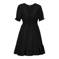 thumbnail image 2 of Vedolay for Womens Summer Floral White Sundress V Neck Tie Front Spaghetti Strap Dresses with Pockets,Black XL, 2 of 5