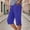 Blue, variant on FAHXNVB Women's Eyelet Capri Pants Elastic Waist Button Split Hem Breathable Knee Length Shorts Summer Lightweight Trousers