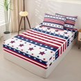 thumbnail image 2 of Manfei Stars Striped Zipper Twin Comforter Sets with Fitted Sheet and 2 Pillowcases,Red Navy Zipper Bedding Set,Navy Blue Reversible,4pcs, 2 of 8