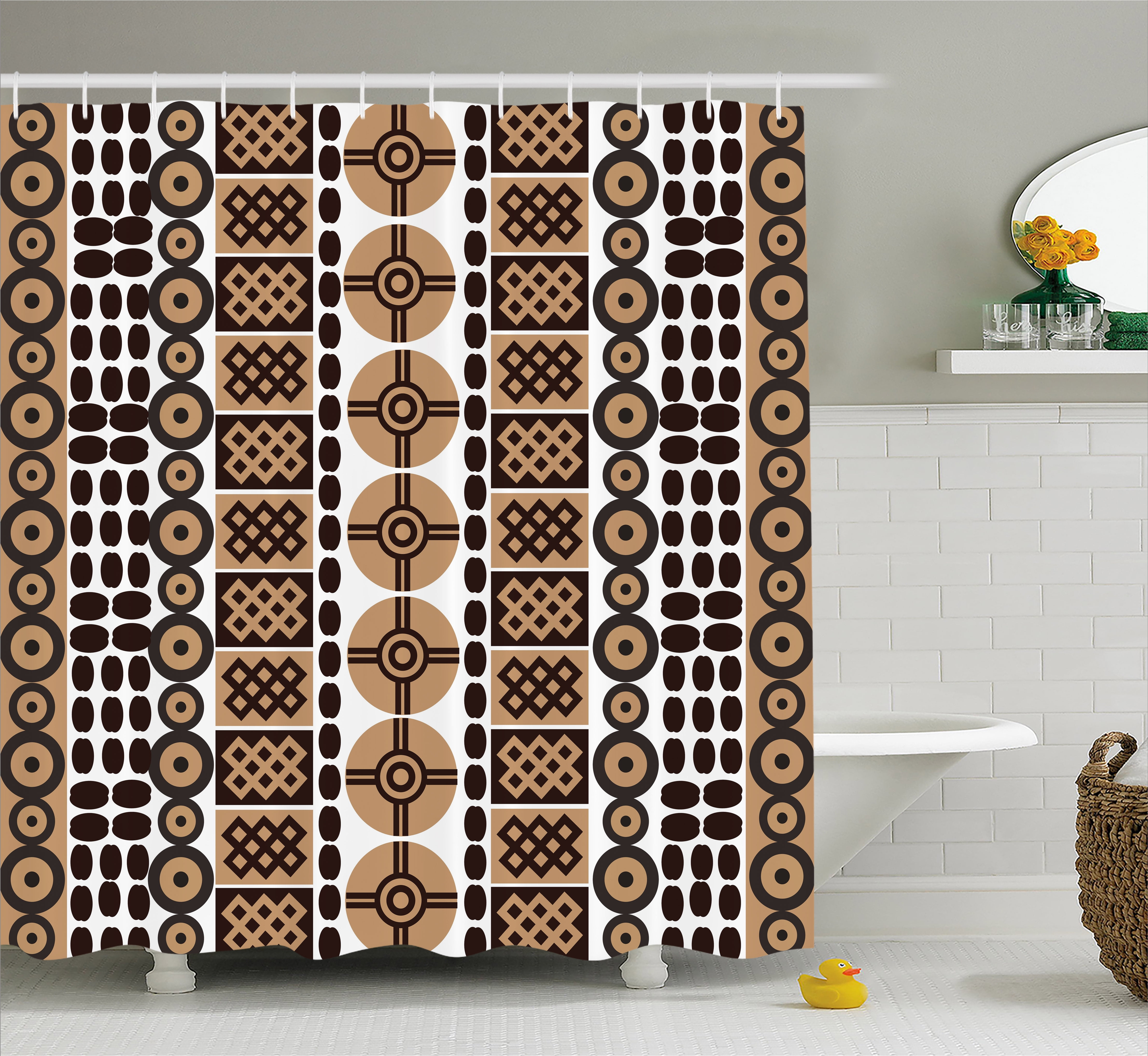 Zambia Shower Curtain, Unique Safari Artistic Kenyan Traditional Folk