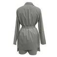 thumbnail image 4 of WAYUTE 2 Piece Sets for Women Lapel Business Office Plain V Neck Long Sleeve Suit Jacket Slim Fit Solid Color Shorts Sets, 4 of 5