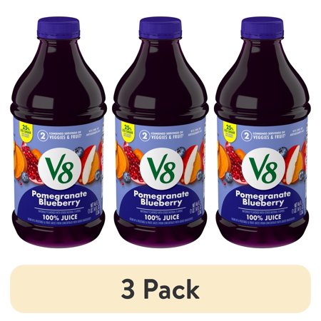(3 pack) V8 Pomegranate Blueberry 100% Fruit and Vegetable Juice, 46 fl oz Bottle