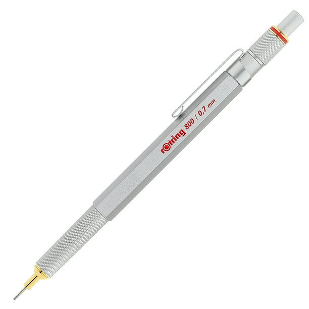 Lápiz mecánico RoTring 800 con cuerpo metálico plateado de 0,7 mm