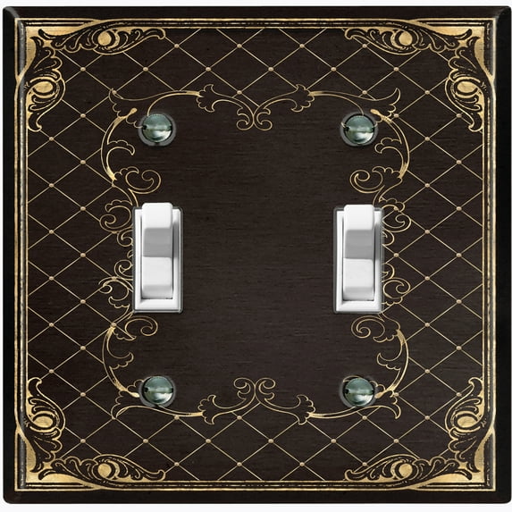 Metal Light Switch Plate Outlet Cover (French Victorian Frame - Double Toggle)