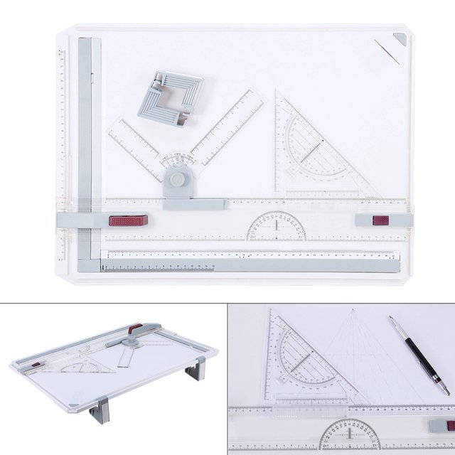 Ergonomic Designed A3 Drawing Board Table Set with Quick Release Paper Clamp 2 Parallel Rulers 2 Corner Clips for Accurate and Stable Drawing Process