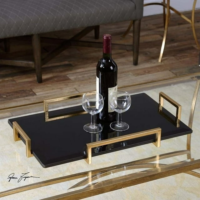 Uttermost Plateau en Verre Noir Ettore