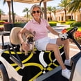 thumbnail image 3 of Golf Cart Seat Covers for 2 Seater,Yellow Geometric Microfiber Cart Seat Towel Blanket,Modern Abstract Simple Lines Black Absorbent Breathable Non Slip Bench Seats Protector for Golf Course 51"x31", 3 of 9