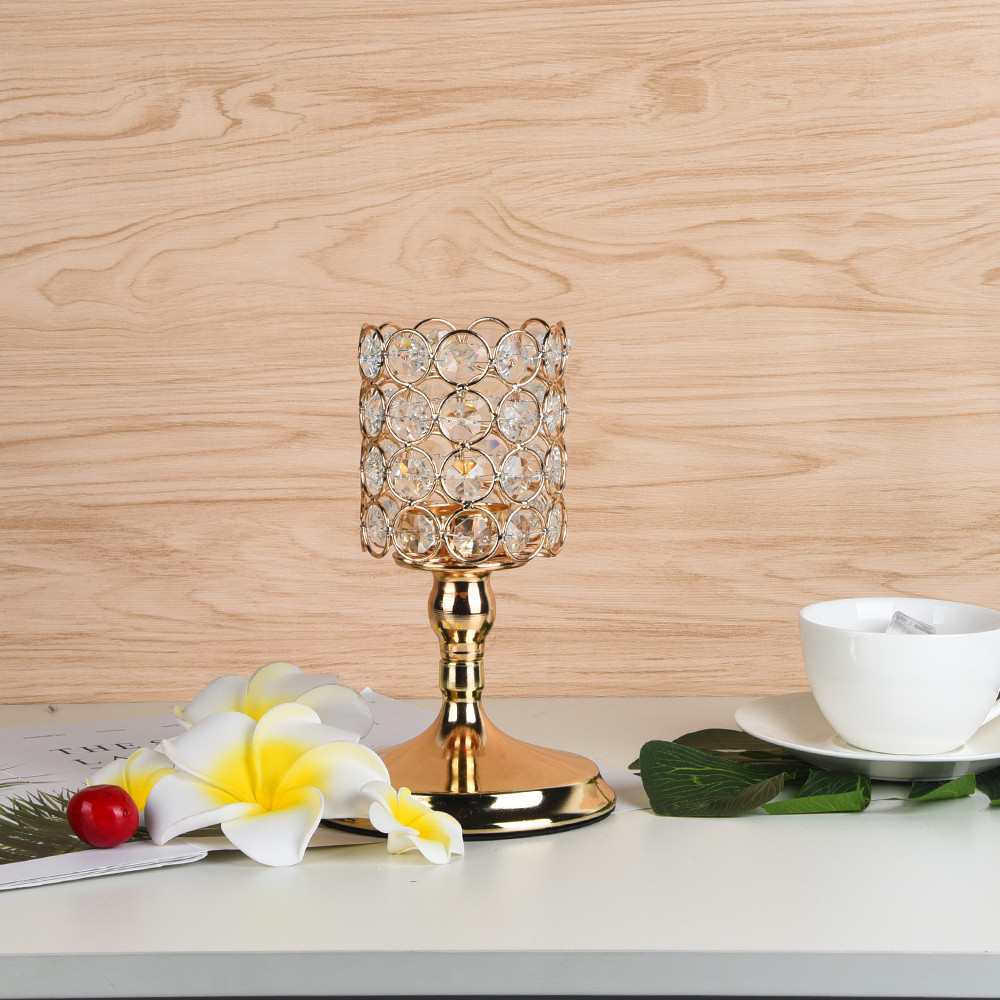 Modern Crystal Lantern Candle Cup Holders For Valentines Day Dining Room 8Inch