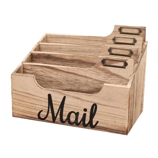 Organizador de , soporte para sobres, rústico para decoración del hogar y oficina, caja de almacenamiento, clasificador de cartas de madera,