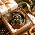 thumbnail image 7 of Handcrafted Resin Christmas Ornament, 3.15 Inch Acorn Shell Keepsake With Whimsical Animal, Hangs On Indoor Tree Branch Mantel Shelf And Window, Raccoon Reading Book, 7 of 7