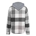 thumbnail image 5 of Tiqkatyck Womens Clothes Clearance Womens Plaid Shacket Jacket Long Sleeve Button Down Fleece Hooded Jackets Warm Coat Womens Tops Grey L, 5 of 5