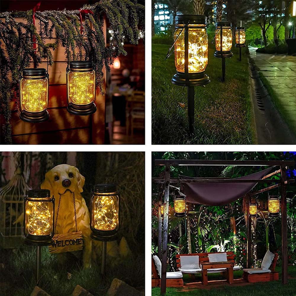  Outdoor Mason Jar Lights Hanging, 2-Pack LED Decorative Garden  Lanterns with Timer, Battery Operated Vintage Glass Light for Patio Camping  Courtyard Backyard Tree Hallway Stairs Farmhouse (2Color) : Tools & Home