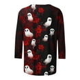 thumbnail image 5 of VKOYWKM Women Halloween Shirts 3/4 Sleeve Ghost Graphic T Shirts Casual Round Neck Loose Fit Vintage Top Spooky Print Tees, 5 of 5